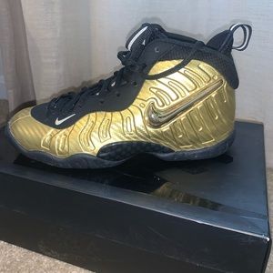 Nike Foams (metallic gold and black)